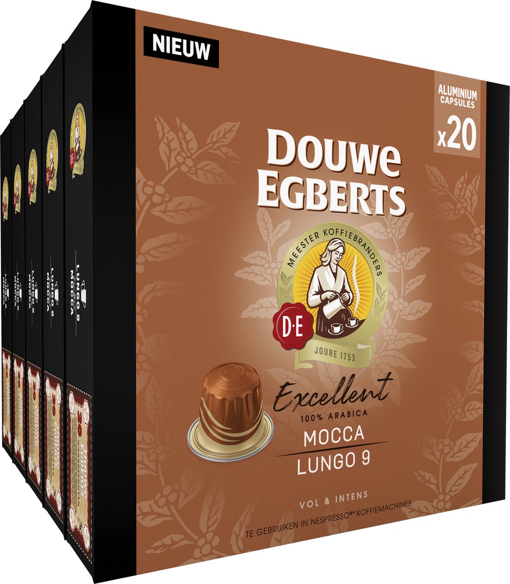 Goedkoopste Douwe Egberts Excellent Mocca Lungo Koffiecups - Intensiteit 7/9 - 10 x 20 capsules