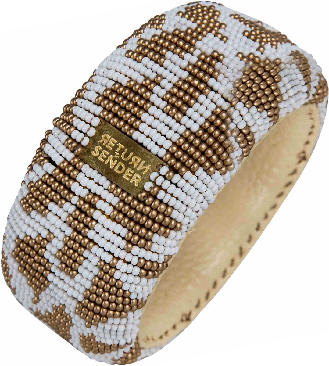 Return to Sender Armband Dames breed - Ø 7 cm - Wit, Goud - Glazen kralen