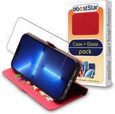 ebestStar - Hoes voor iPhone 13 Pro Apple, Wallet Etui, Book case hoesje, Rood + Gehard Glas