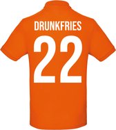 Oranje polo - Drunkfries - Koningsdag - EK - WK - Voetbal - Sport - Unisex - Maat XS
