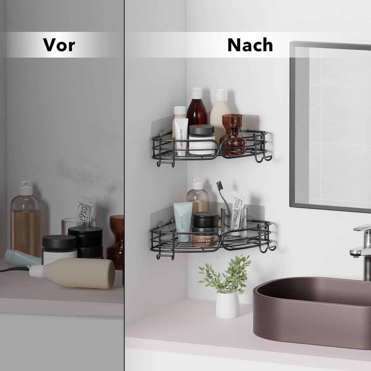 2 stuks doucheplank zonder boren hoekplank badkamer doucheplank shampoo houder voor douche douchemand badrek doucheplank badkamerrek wandrek met 4 haken roestvrij staal