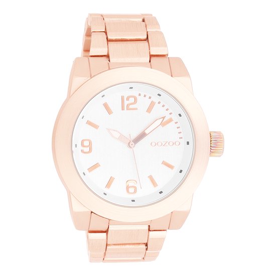 OOZOO Timepieces - Rosé goudkleurige horloge met rosé goudkleurige roestvrijstalen armband - C7522