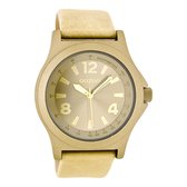 OOZOO Timepieces - Goudkleurige horloge met zand leren band - C6875