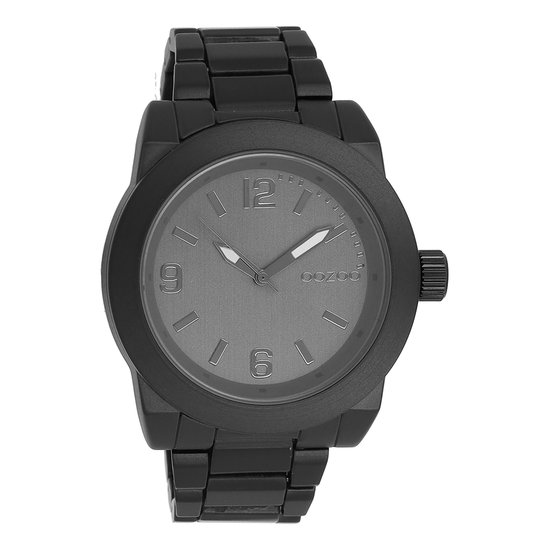 OOZOO Timepieces - Zwarte horloge met zwarte roestvrijstalen armband - C7524