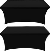 Spandex Tafelkleed 2 Pak [6FT Zwart] Strak Passend Wasbaar en Krimpvrij - Rechthoekige Tafelhoes voor Evenementen en Bruiloften Tafelkleed