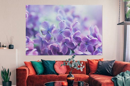 Tableau sur toile Gros plan de fleurs violettes de lilas - 150x100 cm - Décoration murale