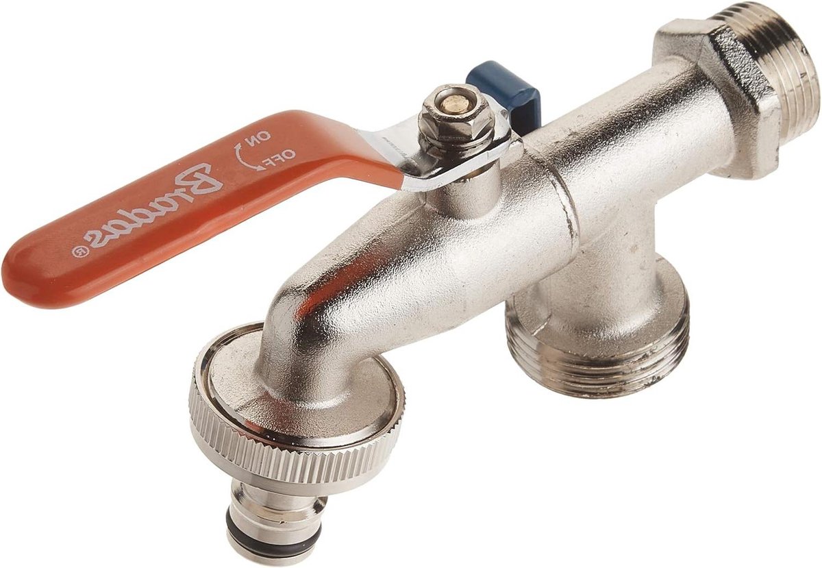 Dubbele aansluiting buitenkraan 3 4 x 1 inch zilver