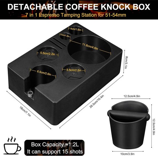 Efuturetime Tamperstation 51-54 Mm - Verstelbaar Houten Espresso Tamper Houder