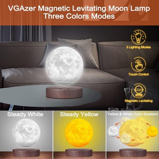 Zwevende maanlamp met magnetische basis - Bureau speelgoed en nachtlampje voor Kerstmis en verjaardagscadeaus — afbeelding 3