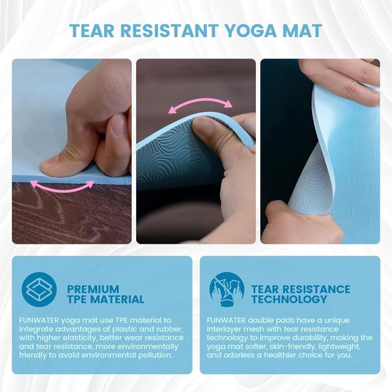 Extreme slipweerstand TPE yogamat - fitness en oefeningsmat 6 mm antislip - milieuvriendelijk - met Travel Strap Yogamat — afbeelding 4