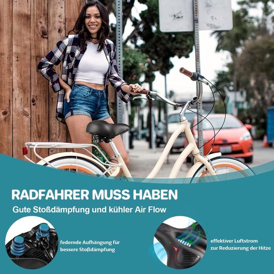 Breed Comfort Fietszadel Met Rugleuning - Voor Driewieler, Mountainbike, Elektrische Fiets - Verstelbaar