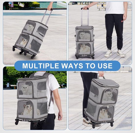 Lekespring Sac à Dos Pliable Double Couche pour 2 Chats - pour Chats et