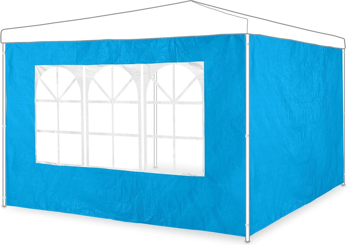 Zijwand set van 2 met raam voor partytent 2x3m - los zeil waterdicht lichtblauw