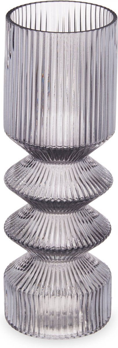 Vaas van geribbeld glas, 8 x 23 cm