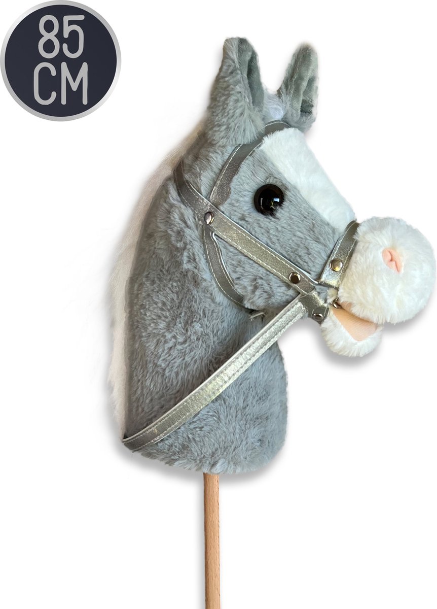Venditoy Hobbyhorse Stok Paard Grijze Stokpaardje Houten Speelgoed Peuter Buitenspeelgoed Hobby Horse Spullen 85 CM Silver