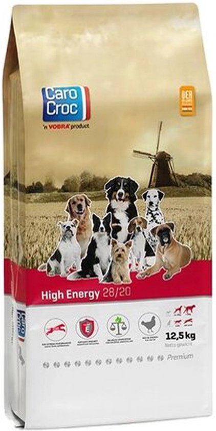 Carocroc High Energy Gevogelte&Rijst&Bieten - Hondenvoer - 12.5 kg