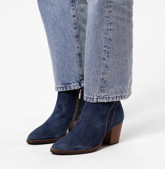 Bottines Bleu Jean Femme Manfield Femme Bottines à Talon En Denim