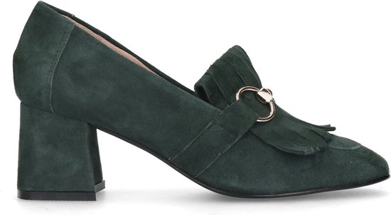 Manfield Dames Donkergroene suede loafer pumps Maat 38 bol