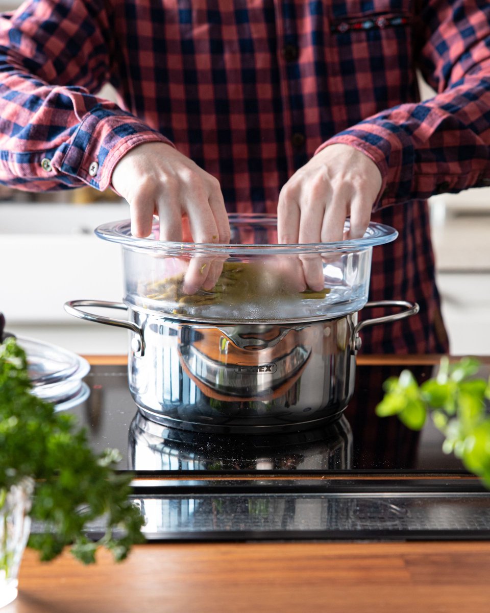 Pyrex - Steamer Basket Stoommand met Deksel Ø 20 cm 3-Delig - Transparant - Borosilicaatglas — cadeau in Kookcadeaus - foto 5