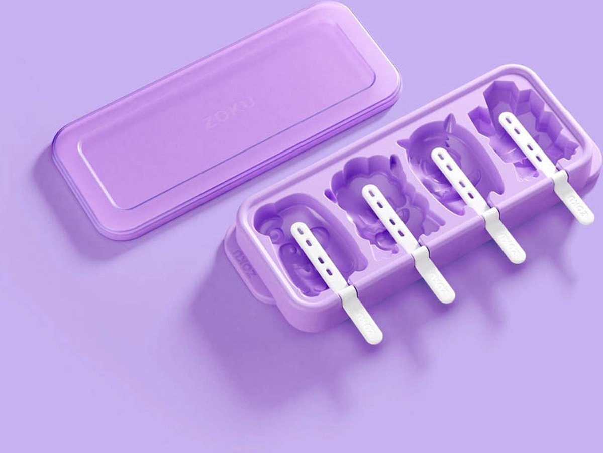 IJslolly Maker, Pop Maker, Monster, Set voor 4 IJsjes, Polypropyleen, BPA vrij, Paars - Zoku