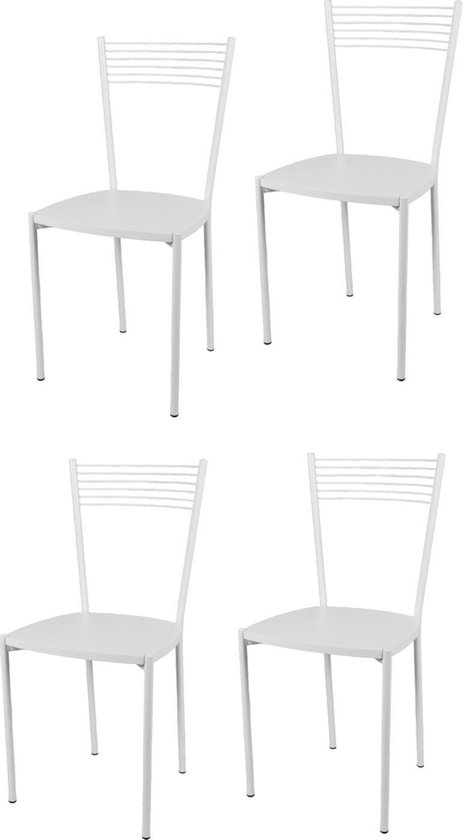 Foto: Tommychairs elegance eetkamerstoelen set van 4 wit hout metaal