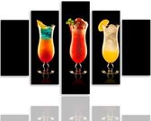Schilderij - Cocktails, multikleur, 5 delen