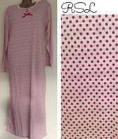Dames katoenen nachthemd lang model met stippen M rood