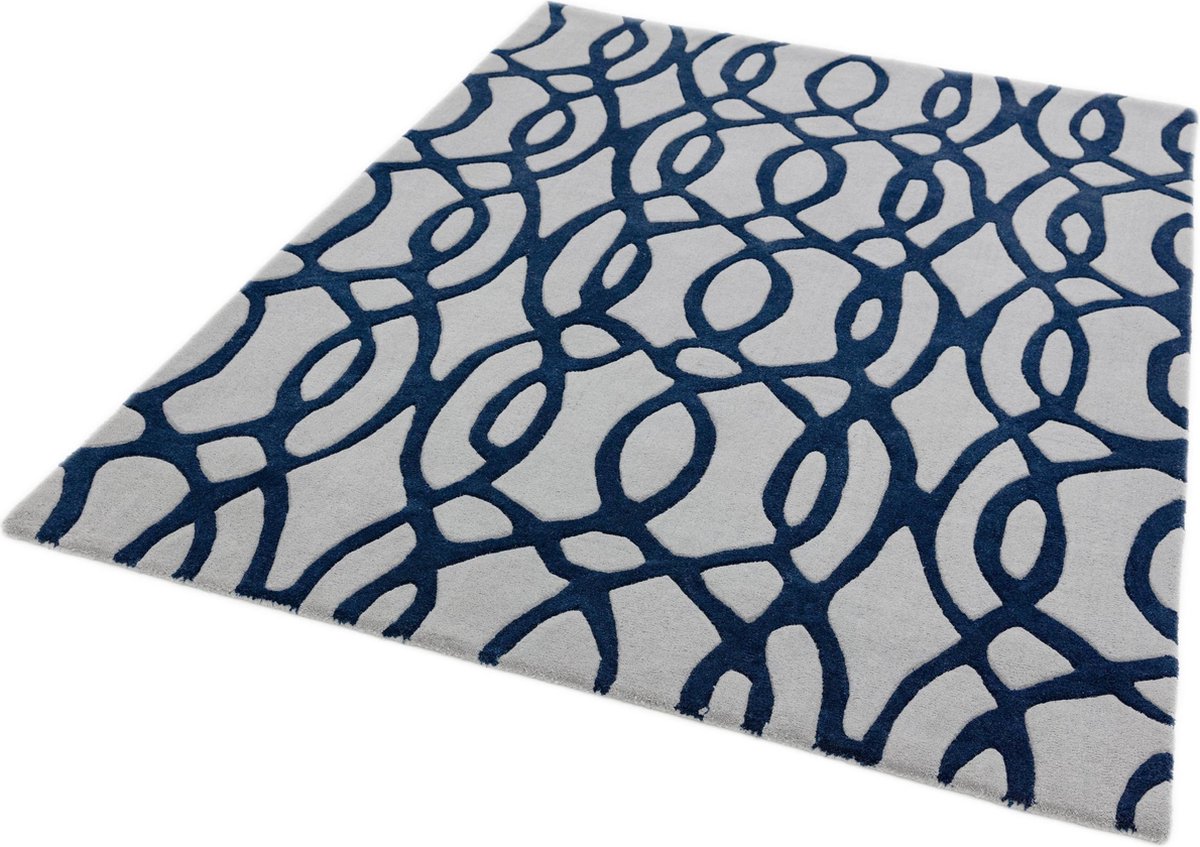 Easy Living - Matrix-Wire-Blue Vloerkleed - 200x300  - Rechthoek - Laagpolig Tapijt - Modern - Blauw, Grijs
