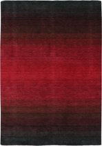 Panorama Black Red Vloerkleed - 80x200  - Rechthoek - Laagpolig Tapijt - Modern - Rood, Zwart