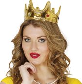Gouden Koninginnen kroon voor dames 9 x 55 cm - Koningsdag / carnaval accessoire