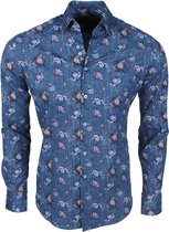 Ferlucci Heren Overhemd met Trendy Design -  Calabria - Stretch -  Navy