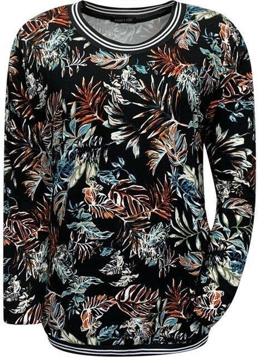 Lady dames shirt print Zwart