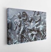 Old Russian iron statue plate with man on horse - Modern Art Canvas -Horizontal - 86790061 - 115*75 Horizontal