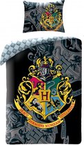 Harry Potter Dekbedovertrek Hogwarts - Eenpersoons - 140  x 200 cm - Katoen