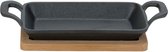 Gietijzer Tapasschaal 22.5x10xh5cmrechthoek - Op Bamboe Plank