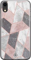 iPhone XR hoesje siliconen - Stone grid marmer | Apple iPhone XR case | TPU backcover transparant