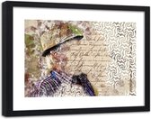 Foto in frame Man met hoed, 120x80, beige, Premium print