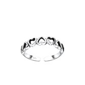 Zilveren teenring hartjes oxi | Silver heart Adjustable Toe Ring | teenring hart multi | Zilverana