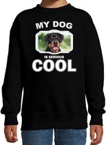 Rottweiler honden trui / sweater my dog is serious cool zwart - kinderen - Rottweilers liefhebber cadeau sweaters 14-15 jaar (170/176)