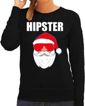 Foute Kerst sweater / Kersttrui Hipster Santa zwart voor dames- Kerstkleding / Christmas outfit L