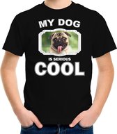 Mopshond honden t-shirt my dog is serious cool zwart - kinderen - mopshonden liefhebber cadeau shirt L (146-152)