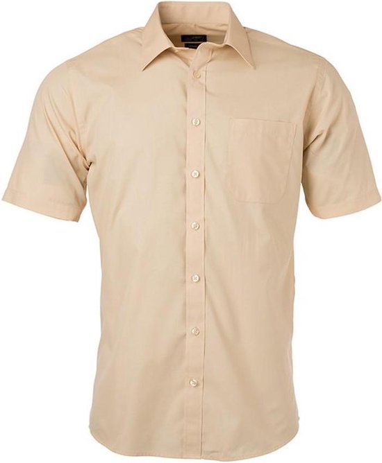 Daiber Herenshort Poplin Shirt met korte mouwen (Steen)