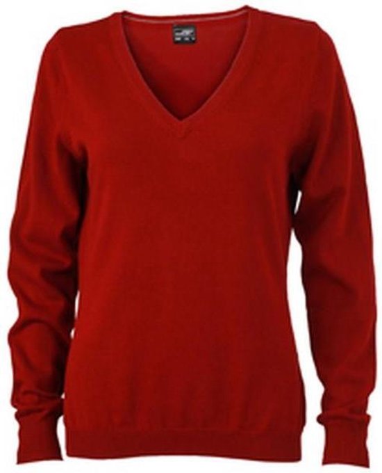 James and Nicholson Vrouwen/dames V-hals pullover (Bordeauxrood)
