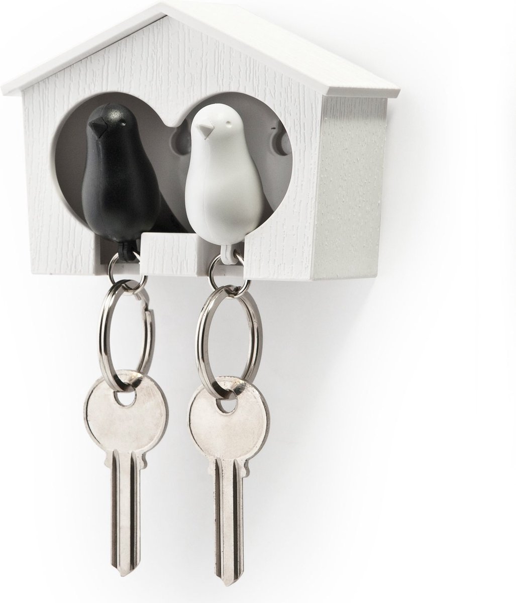 Cabanon range-clés avec 2 porte-clés couple oiseaux d'inséparables -  Totalcadeau