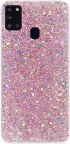 ADEL Premium Siliconen Back Cover Softcase Hoesje Geschikt voor Samsung Galaxy A21s - Bling Bling Roze