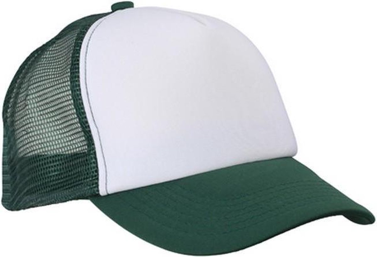 Myrtle Beach Volwassenen Unisex 5 Panel Polyester Mesh Cap (Wit/donkergroen)