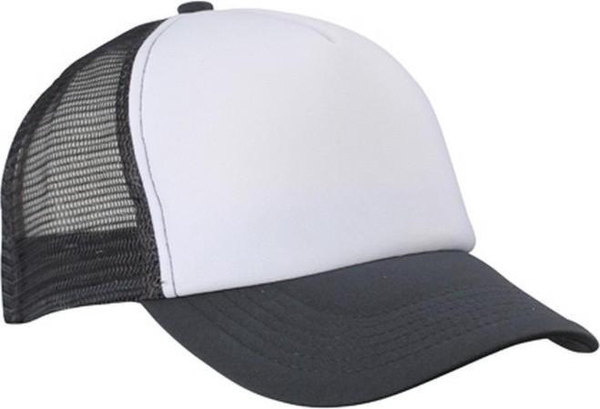 Myrtle Beach Volwassenen Unisex 5 Panel Polyester Mesh Cap (Wit/Grafietgrijs)