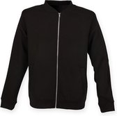 Skinnifit Heren Volledige Zip Plain Bomber Jacket (Zwart)