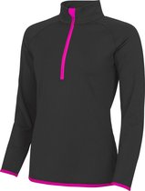 Awdis Gewoon Cool Womens/Ladies Half Zip Sweatshirt (Straal Zwart / Elektrisch Roze)