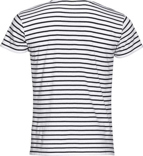 SOLS Heren Miles Gestreept T-Shirt met korte mouwen (Wit/Zwaar) | bol.com